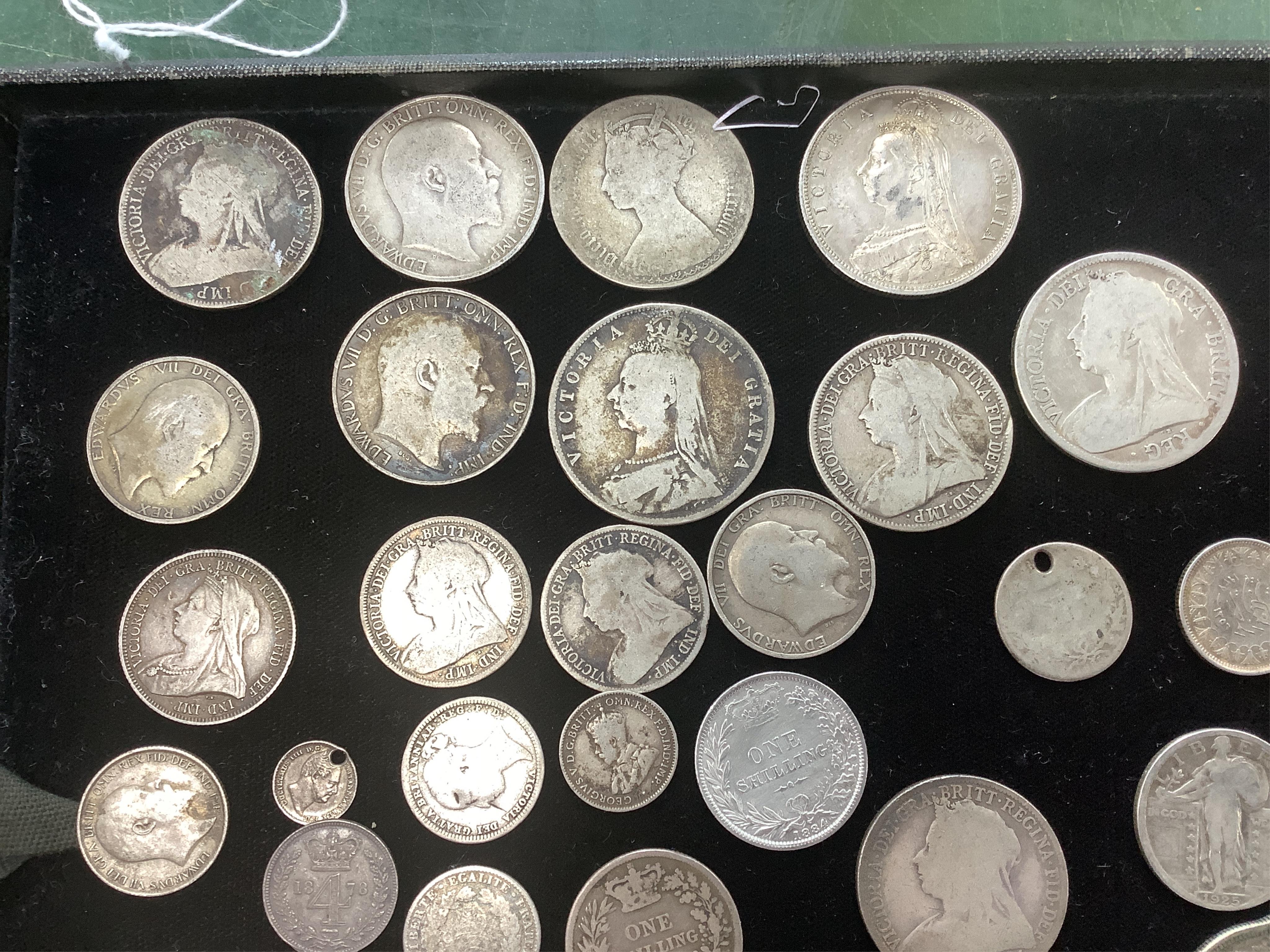 A quantity of British, Dutch, South Africa etc silver coins, 19th- early 20th century, to include a George V crown 1930, about EF etc.